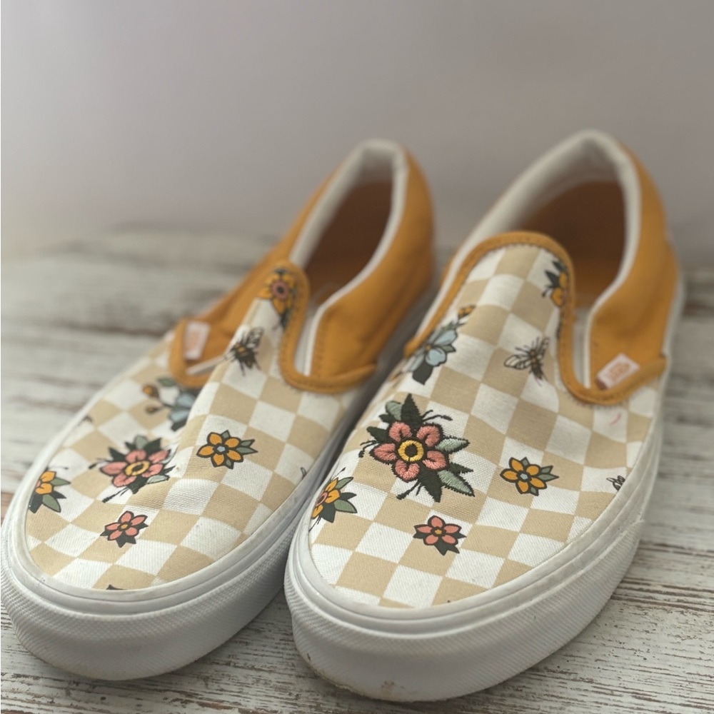 Vans Floral Checkered Slip-On Sneakers